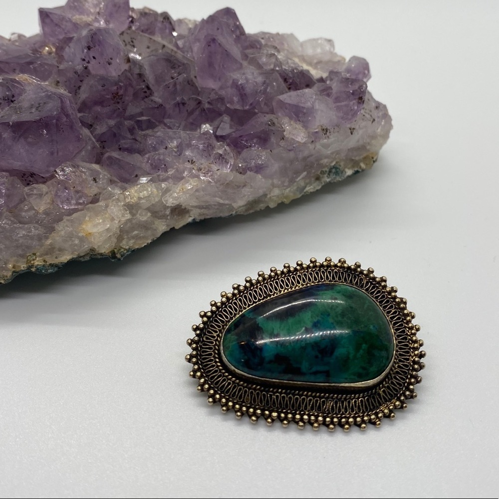 Jerusalem Stone Sterling Silver Pin-Vintage